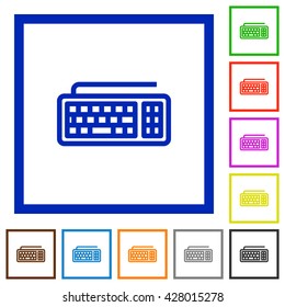 Set of color square framed Computer keyboard flat icons