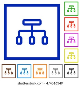Set of color square framed connect flat icons