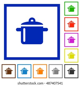 Set of color square framed cooking flat icons