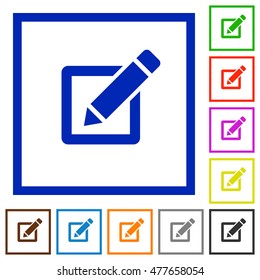 Set of color square framed editor flat icons