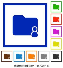 Set of color square framed Folder owner flat icons