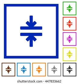 Set of color square framed Horizontal merge flat icons