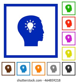 Set of color square framed idea flat icons