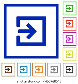 Set of color square framed import flat icons