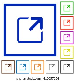 Set of color square framed Maximize window flat icons on white background