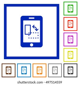 Set of color square framed Mobile gyrosensor flat icons