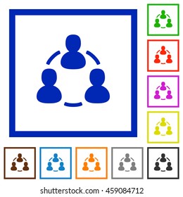 Set of color square framed Online users flat icons