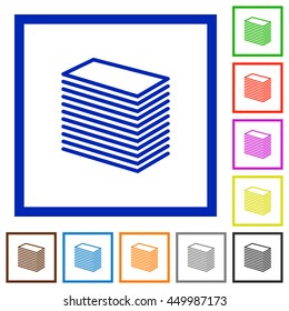 Set of color square framed Paper stack flat icons