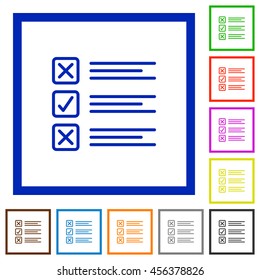 Set of color square framed questionnaire flat icons