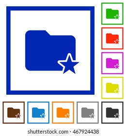 Set of color square framed Rank folder flat icons