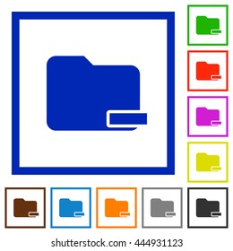 Set of color square framed Remove folder flat icons