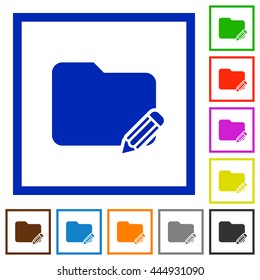 Set of color square framed Rename folder flat icons