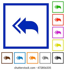 Set of color square framed reply to all flat icons
