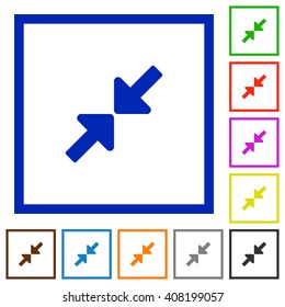 Set of color square framed Resize small flat icons on white background