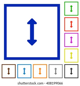 Set of color square framed Resize vertical flat icons on white background