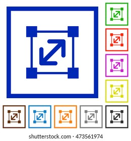 Set of color square framed resize element flat icons