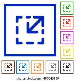 Set of color square framed resize element flat icons