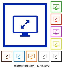 Set of color square framed screen resolution flat icons