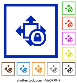Set of color square framed Size lock flat icons
