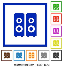 Set of color square framed speakers flat icons