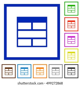 Set of color square framed Spreadsheet horizontally merge table cells flat icons