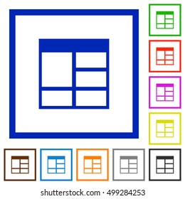 Set of color square framed Spreadsheet vertically merge table cells flat icons
