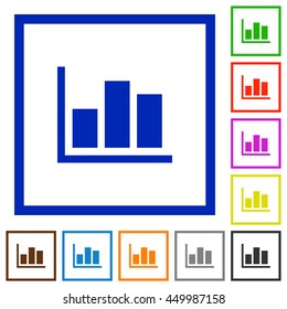 Set of color square framed Statistics flat icons