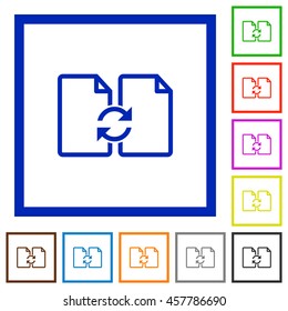 Set of color square framed Swap documents flat icons