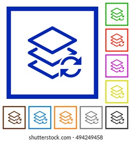 Set of color square framed swap layers flat icons