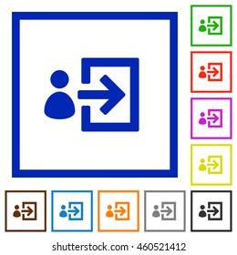 Set of color square framed user login flat icons