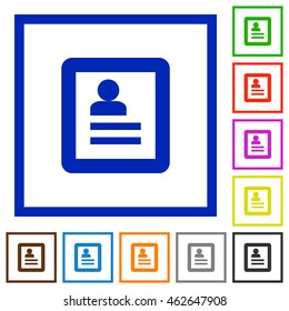 Set of color square framed user profile flat icons