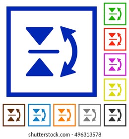 Set of color square framed vertical flip flat icons