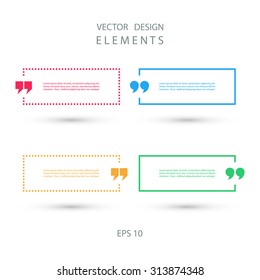 Set of color square quote text bubbles. Vector illustration.