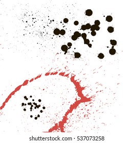 Set of color stains, dirt and splashes on a light background