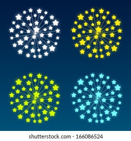Set of color starry fireworks