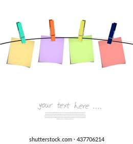 set of color stick note isolated on white background, vector illustration