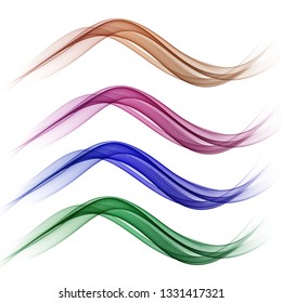
Set of color stylish abstract waves on a white background