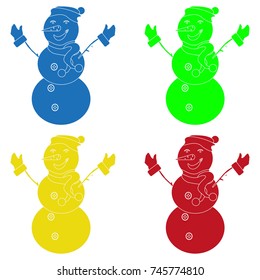 Set of color stylish snowmen