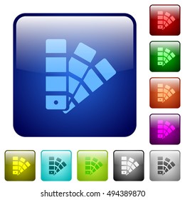 Set of color swatch color glass rounded square buttons