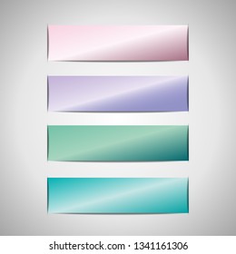 Set of color tags, banners in the form of satin ribbons of delicate shades. eps10