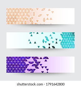 Set of color templates with geometric shapes. Abstract vector triangles