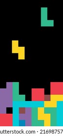 Set of color tetris block background, color puzzle icon , logic fun game vector illustration .