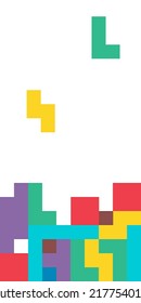 Set of color tetris block background, color puzzle icon , logic fun game vector illustration .