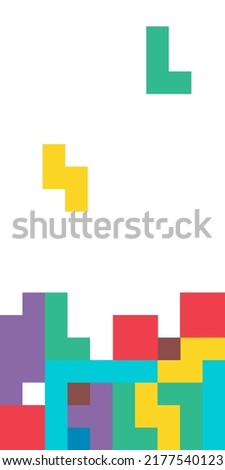 Set of color tetris block background, color puzzle icon , logic fun game vector illustration .