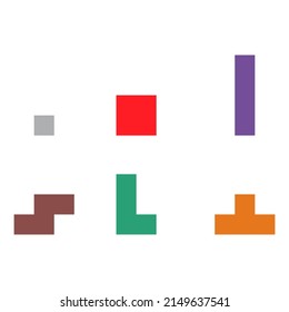 Set of color tetris block, color puzzle icon , logic fun game vector illustration .