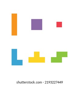 Set of color tetris block, color puzzle icon , logic fun game vector illustration .