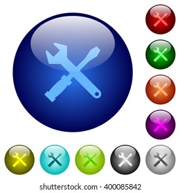 Set of color tools glass web buttons.