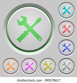 Set of color tools sunk push buttons.