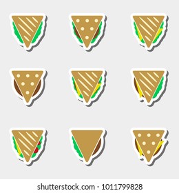 set of color tortilla or sandwich tacos food stickers set eps10