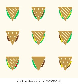 set of color tortilla or sandwich tacos food icons set eps10